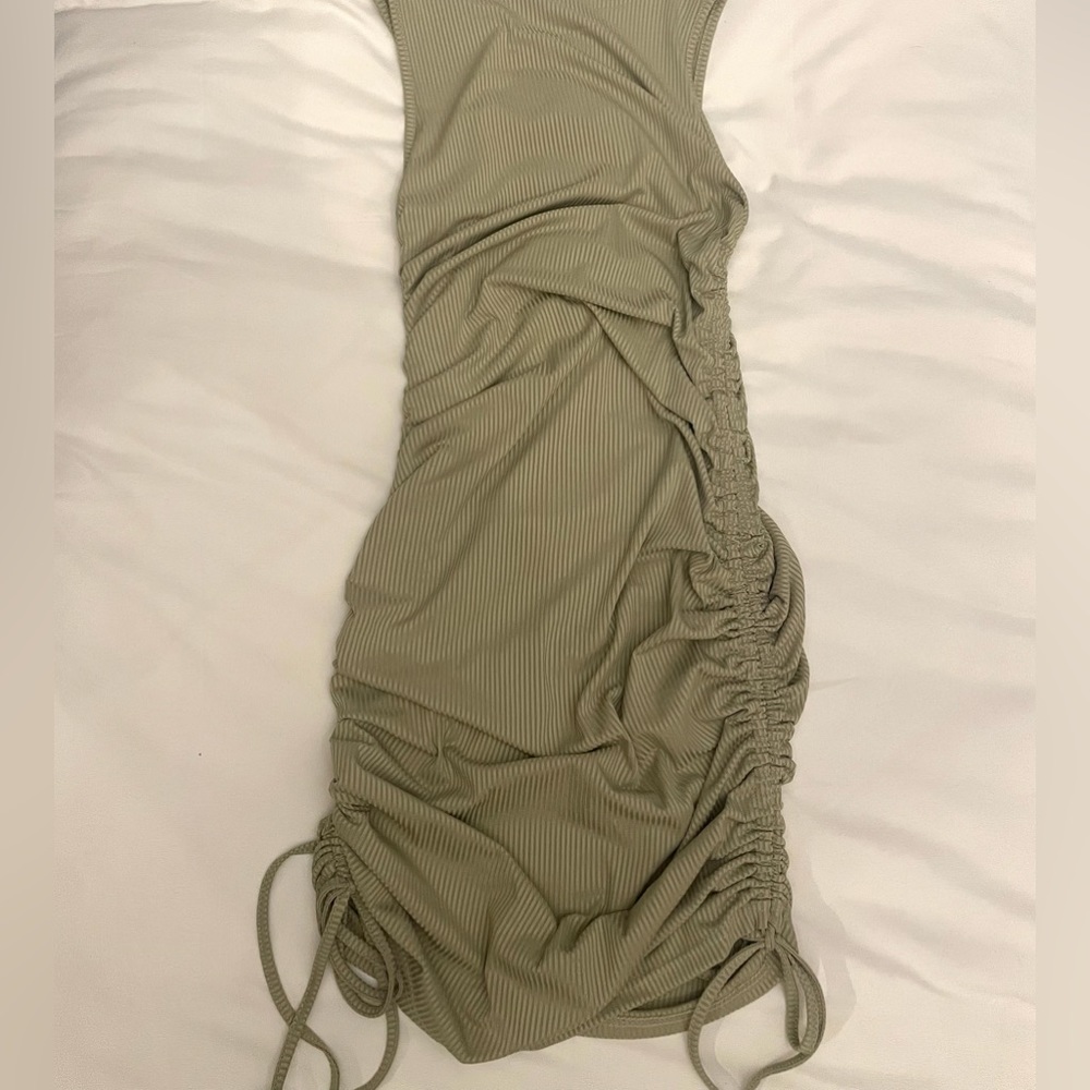 Ruched Side Green Summer Dress